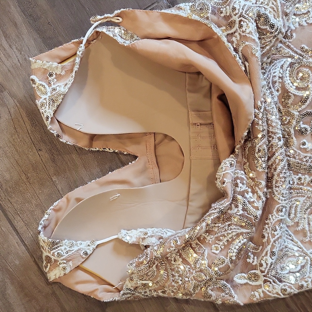 2/4 Free People Night Shimmer Lace & Sequins Sleeveless Lined Mini Dress - Picture 11 of 16